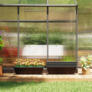 Lot de 5 pots de fleurs rectangulaires allongés, noir