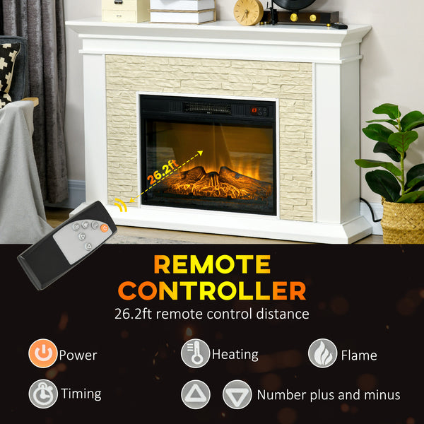 Cheminée électrique de 1400 W avec manteau blanc