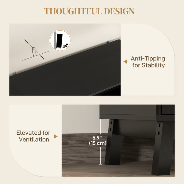 Buffet de style bohème avec portes en rotin, noir