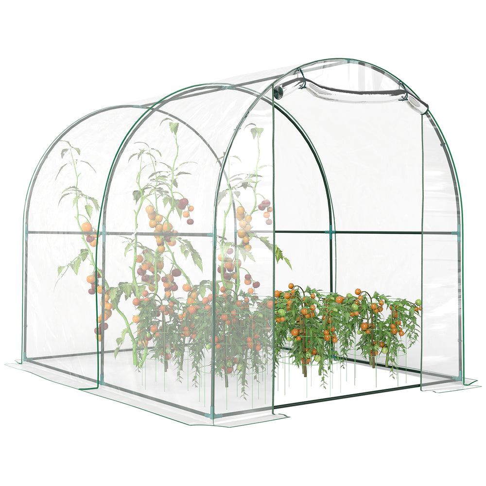 Serre tunnel 6,6' x 8,2' x 6,6', abri de jardin pour plantes, tente de culture avec porte enroulable, transparente