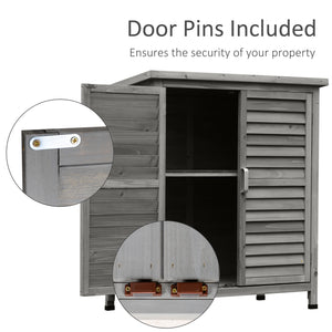 Abri de jardin en bois avec 2 portes, gris