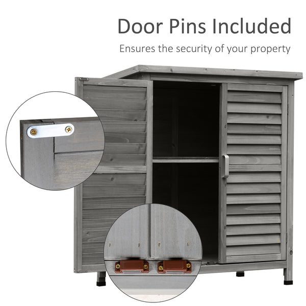 Abri de jardin en bois avec 2 portes, gris