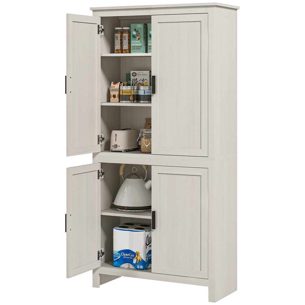 Meuble de rangement avec 4 portes et 3 étagères réglables, blanc antique