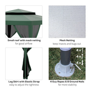10' x 10' Outdoor Canopy Tent Party Tent with Mesh Netting and Double Tier Roof for Backyard, Garden, Patio, Green