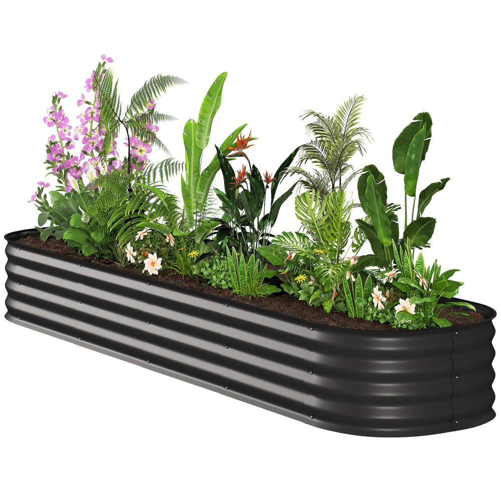 Galvanized raised planter with safety rim, black