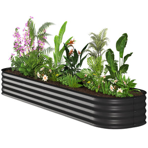 Jardinière surélevée galvanisée avec bordure de sécurité, noir