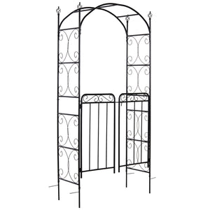 Arche de jardin en métal avec portes à volutes