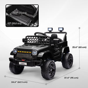 12V electric car with remote control and music, black