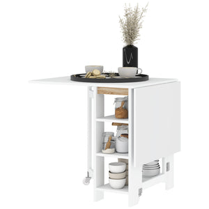 Drop-leaf kitchen table for small spaces, white