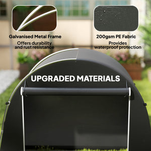Abri de jardin portable imperméable avec porte zippée enroulable et structure en métal galvanisé