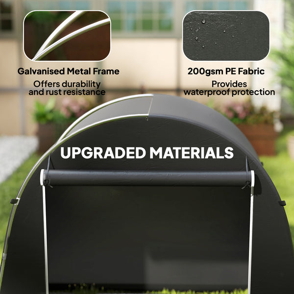 Abri de jardin portable imperméable avec porte zippée enroulable et structure en métal galvanisé