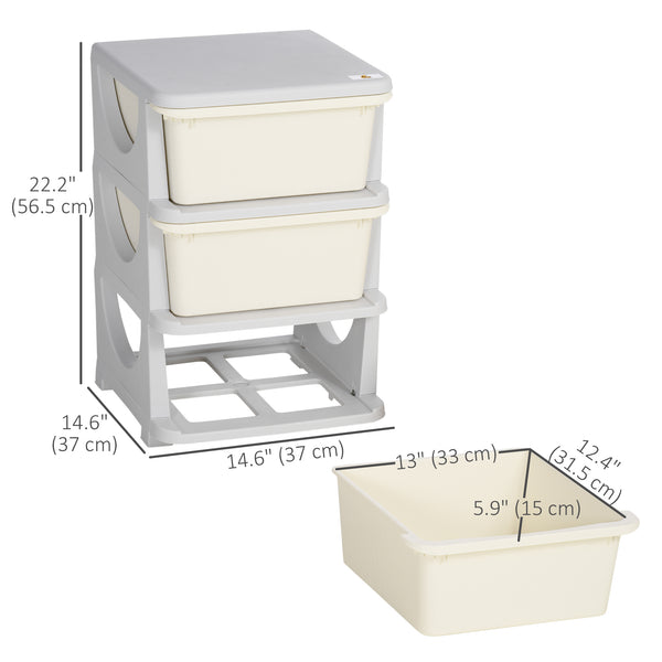 3-Tier Kids Toy Organizer, Cream White