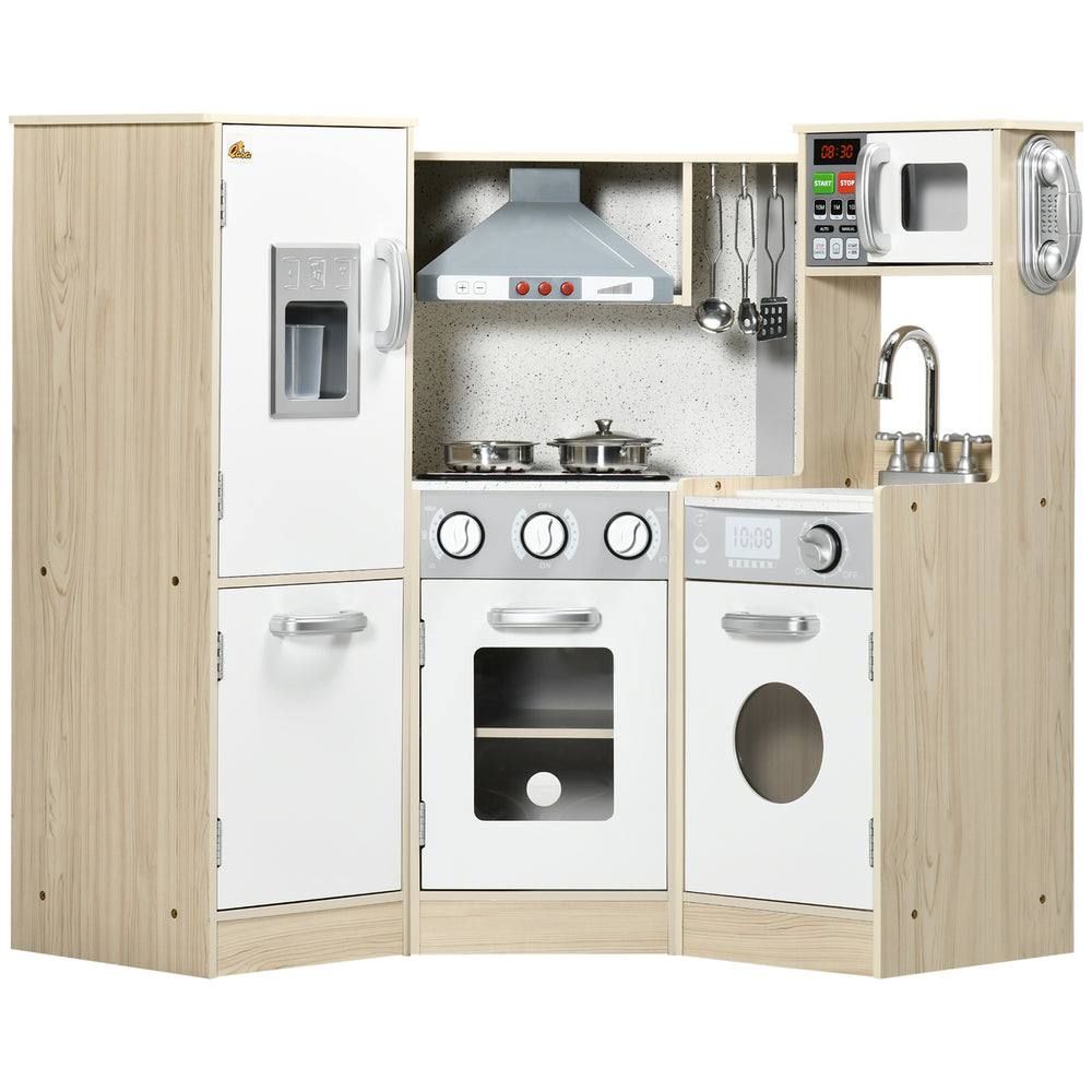 Cuisine enfant en bois Deluxe avec sons et lumières, blanc