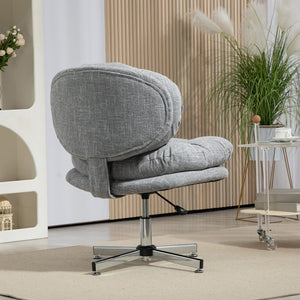 Office chair without armrests with wide padded seat and adjustable height, grey.