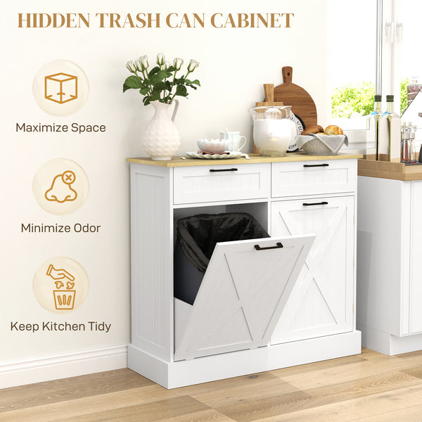 Meuble poubelle 10 gallons avec tiroirs basculants, blanc
