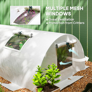 Portable mini greenhouse with 5 mesh windows and steel frame