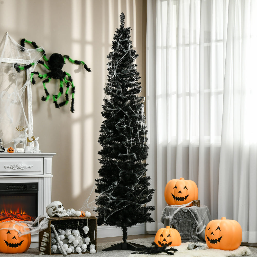 Sapin de Noël artificiel noir de 7 pieds en forme de crayon