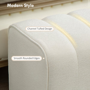 Banc de chambre rembourré, blanc crème