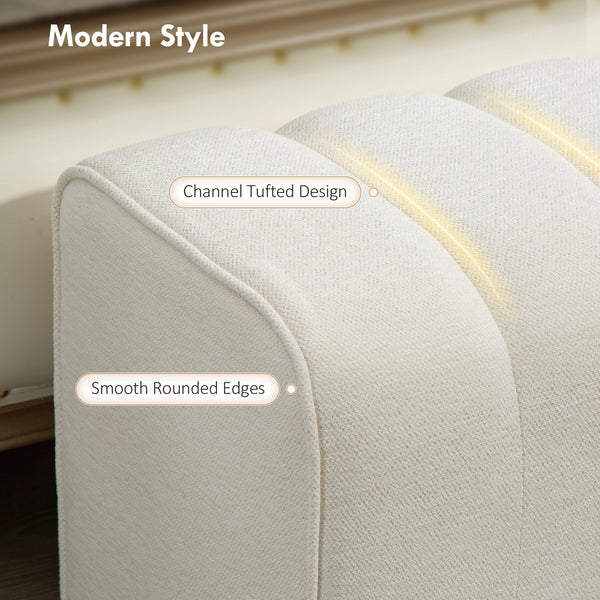 Banc de chambre rembourré, blanc crème
