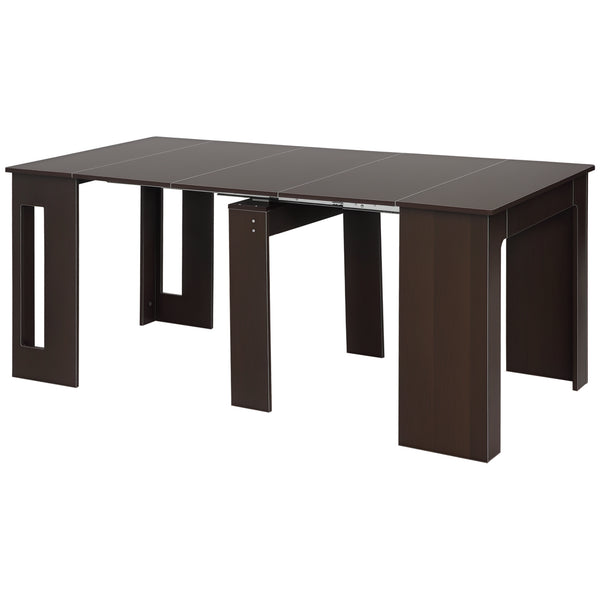 Extendable dining table, extendable kitchen table for small spaces, seats up to 6, dark brown