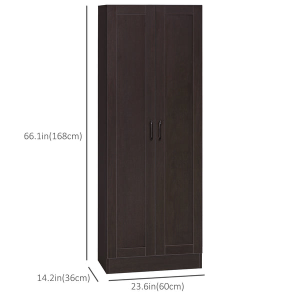 Meuble de rangement avec 2 portes à fermeture douce et 4 étagères, noyer foncé