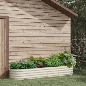 Jardinière surélevée en acier galvanisé avec bordure de sécurité, blanc crème