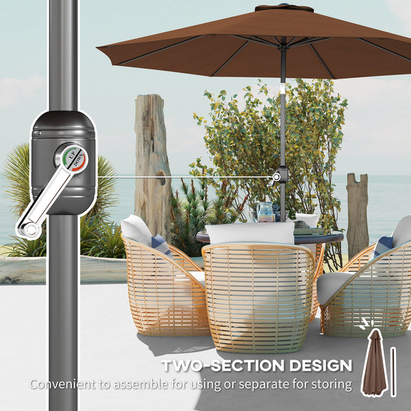 9.7-foot round umbrella with crank and tilt, cafe