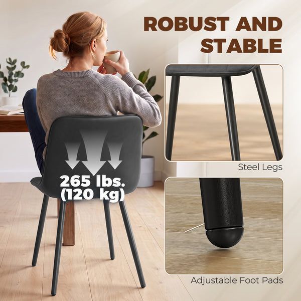 Ensemble de 4 chaises de salle à manger en similicuir avec pieds en métal, noir