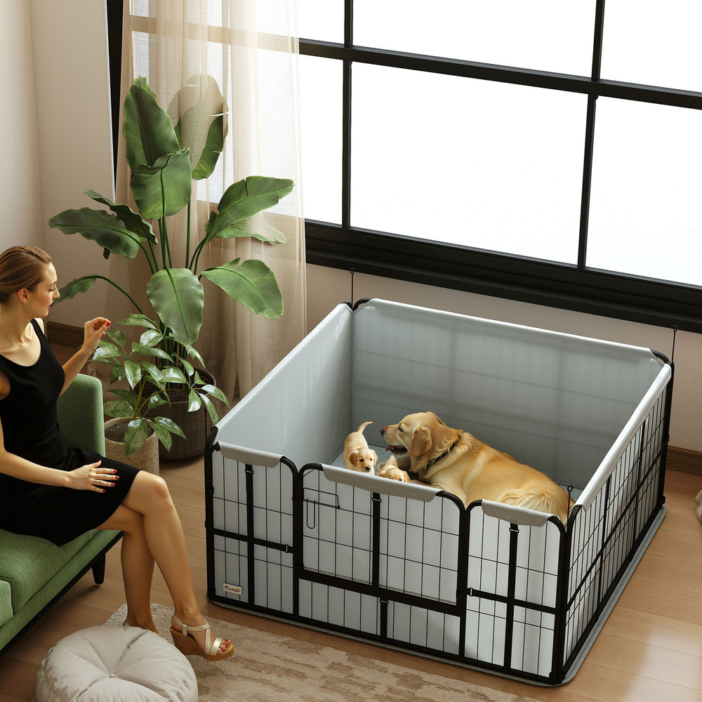 4-panel whelping box with windproof 600D Oxford fabric