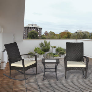 Ensemble de jardin 3 pièces en résine tressée, gris foncé.