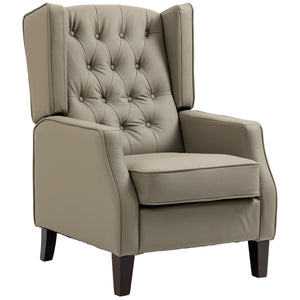 Fauteuil d'appoint moderne en similicuir avec rembourrage épais, kaki