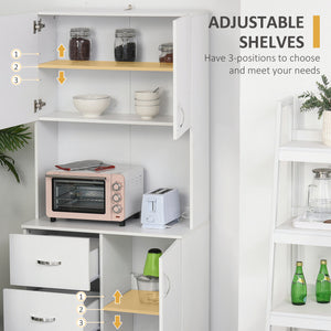 Buffet de cuisine autoportant avec rangement intégré, Blanc