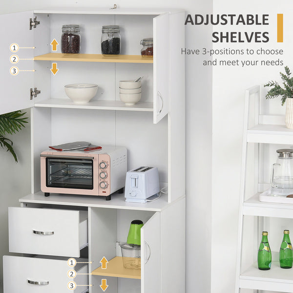 Buffet de cuisine autoportant avec rangement intégré, Blanc