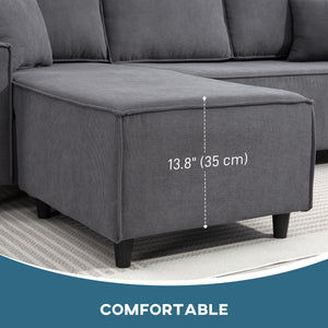Canapé d'angle avec méridienne convertible en velours côtelé avec ressorts ensachés, 2 coussins, gris anthracite