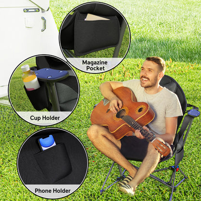 Lot de 2 chaises hamac de camping, dossier réglable, pliable avec porte-gobelet et siège rembourré