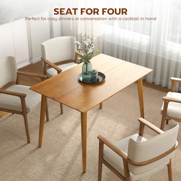 47" x 30" Dining Table, Farmhouse Dining Room Table with Pine Wood Frame, Space Saving Kitchen Table, Brown