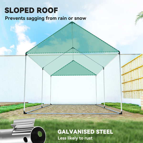 UV and wind resistant tunnel greenhouse with mesh door and windows, green