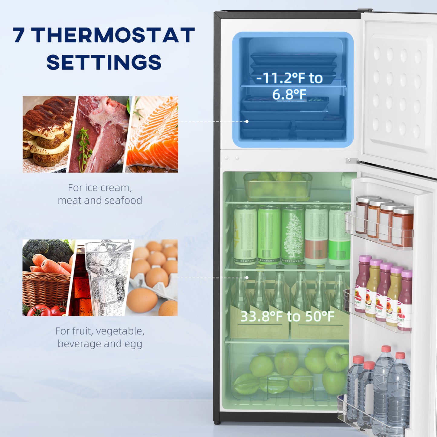 Double Door Mini Fridge with Freezer, 4.6 cu. ft., Thermostat, Shelves, Reversible Door, Black