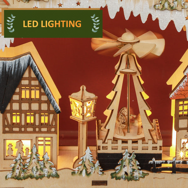 Calendrier de l'Avent de Noël en bois de 24 jours avec lumières LED