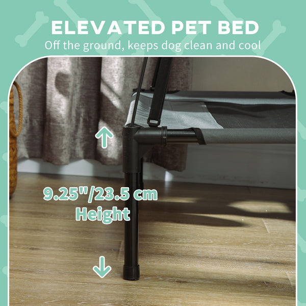 Lit surélevé pour chien avec auvent, gris