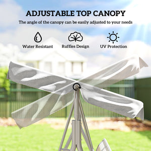 Balancelle 3 places avec auvent, gris clair