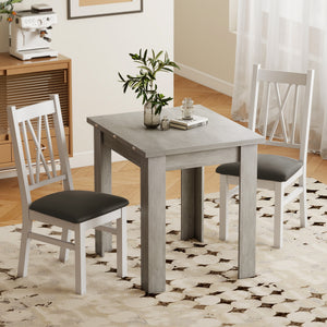 Table de salle à manger extensible 55" pour 4 à 6 personnes, grise