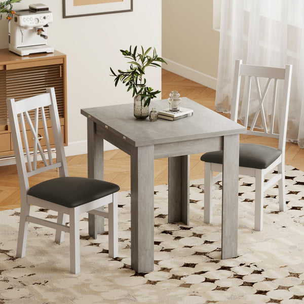 Table de salle à manger extensible 55" pour 4 à 6 personnes, grise