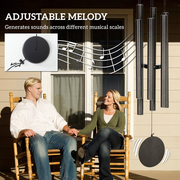 Carillon éolien avec 6 tubes en aluminium et crochet