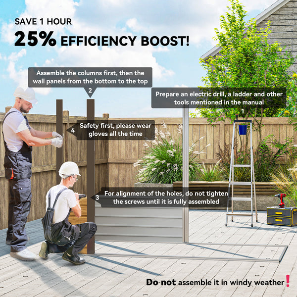 Abri de jardin galvanisé avec double porte et 2 aérations, chêne