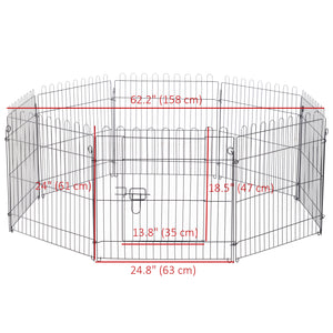 Foldable 8-panel octagonal playpen, black.