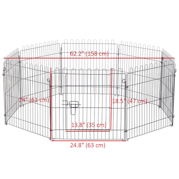 Foldable 8-panel octagonal playpen, black.