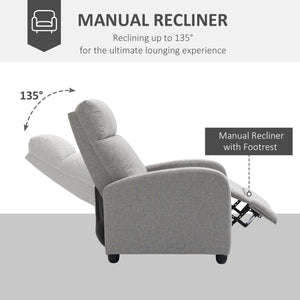 Fauteuil inclinable manuel en tissu pour home cinéma maison, gris clair