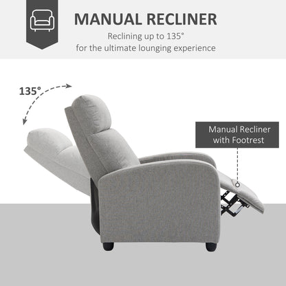 Fauteuil inclinable manuel en tissu pour home cinéma maison, gris clair