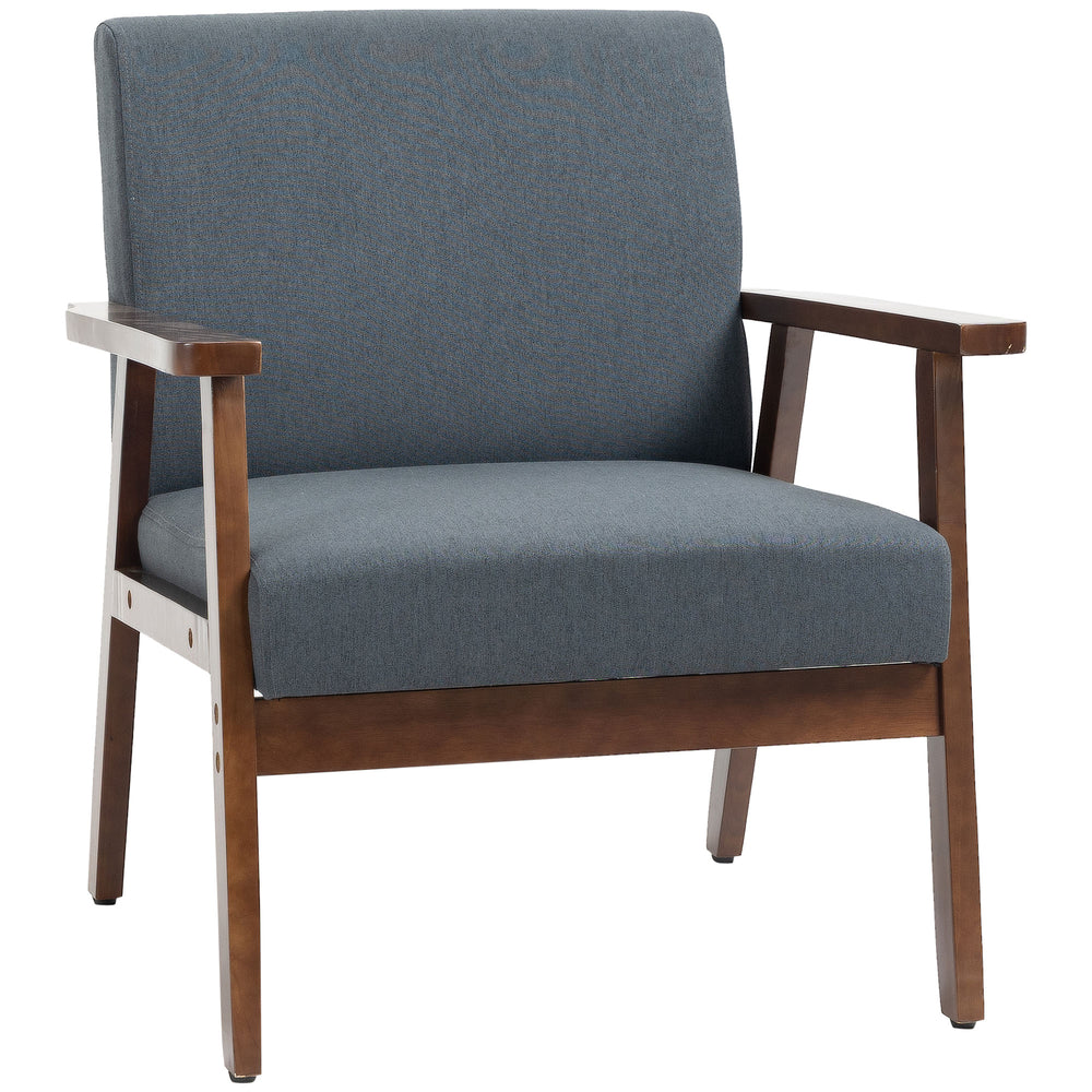 Fauteuils d'appoint avec assise rembourrée en lin, gris foncé